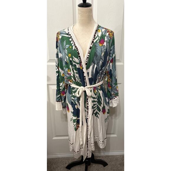Soma Intimates Short Pipe Cool Nights Robe in Jungle Floral, L/XL - Picture 2 of 8